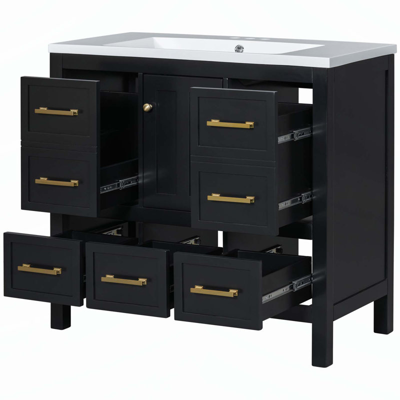 High-Quality Bathroom Vanity with Multiple Functionalities and Durable Materials, Black