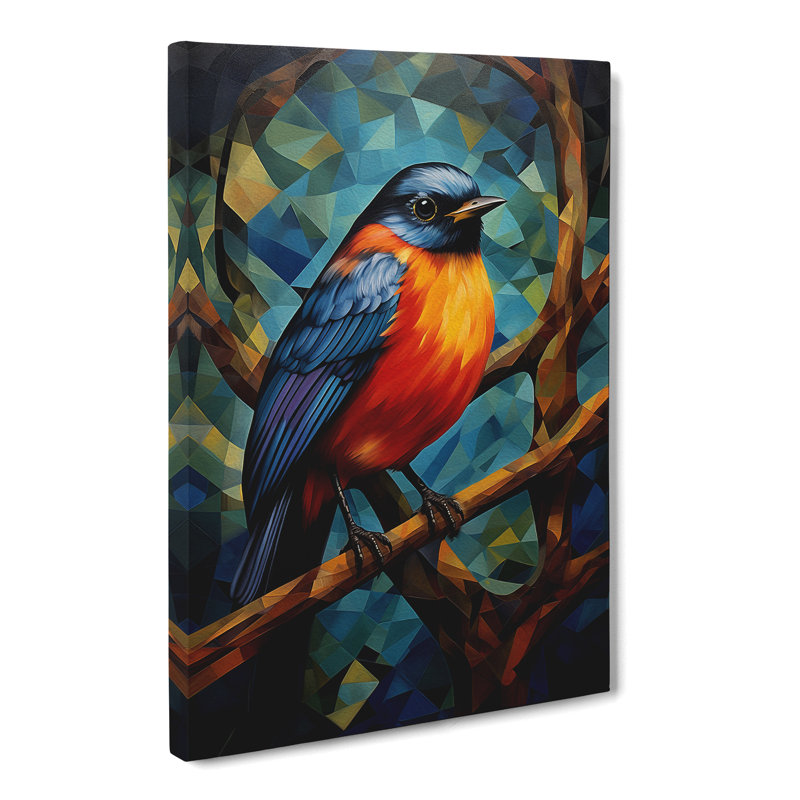 Robin Bird Orphism - Print, 76cm H x 50cm W x 3cm D