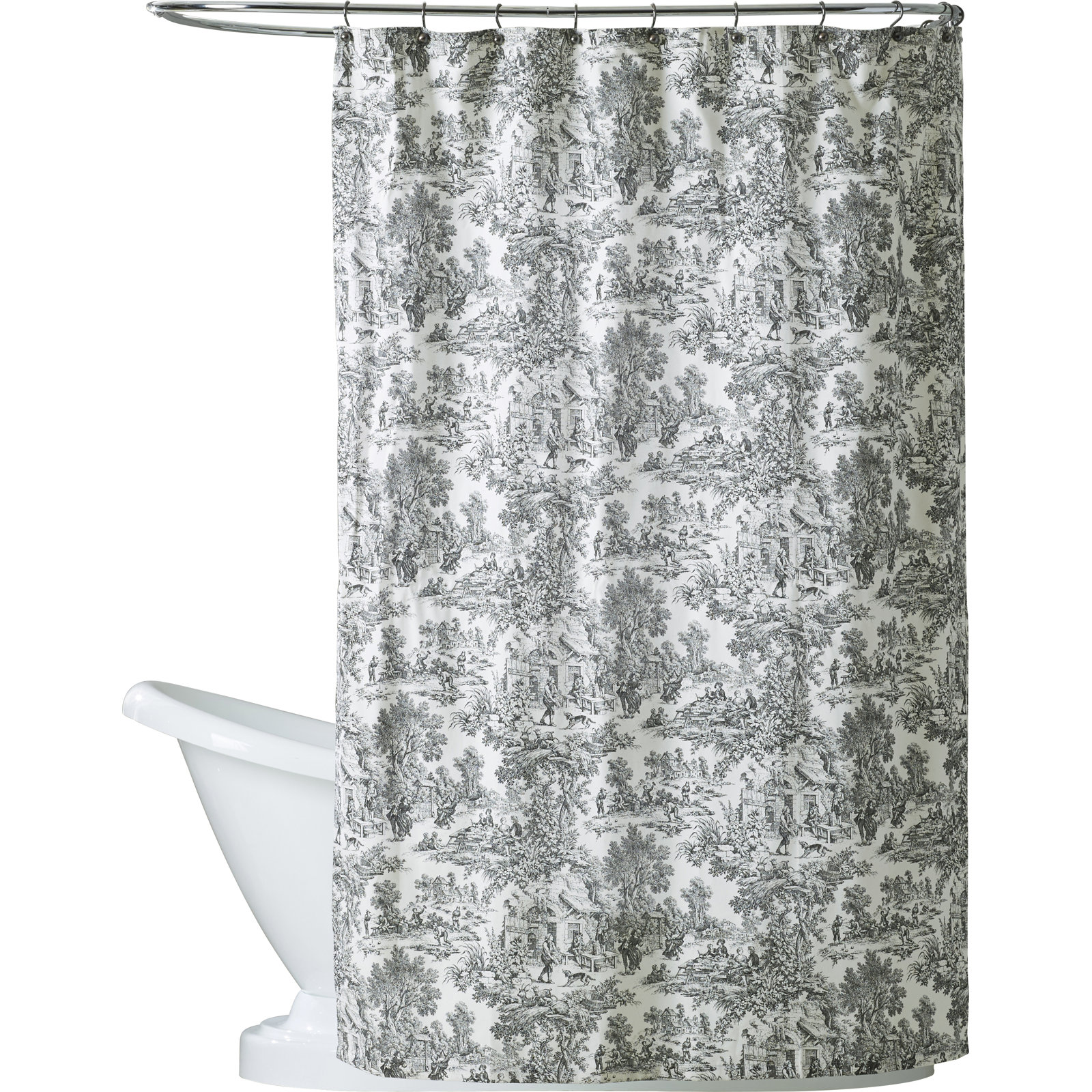 Amelie Cotton Shower Curtain, Black
