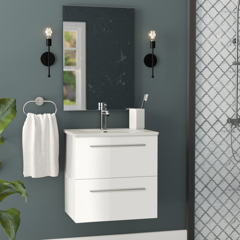Santy 20.5'' Single Bathroom Vanity with Ceramic Top, White
