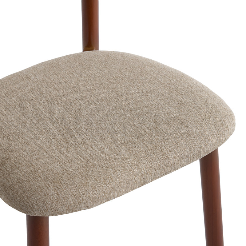 Ensemble de chaises de salle à manger rembourrées Modern 4 pièces avec dossier incurvé et structure en bois massif, Sable