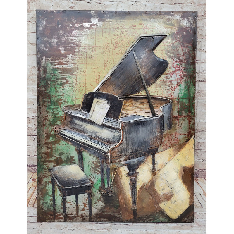 Art musical coloré sur toile en métal peint à la main