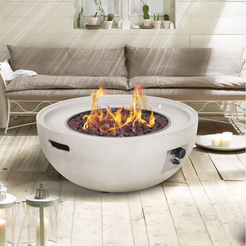 Urban Round Propane Smokeless Fire Pit, Chalk White