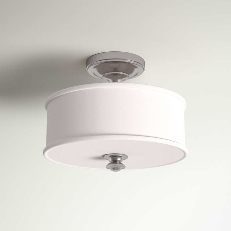 Three Posts Everlee With Etched White Semi Flush, Brushed Nickel