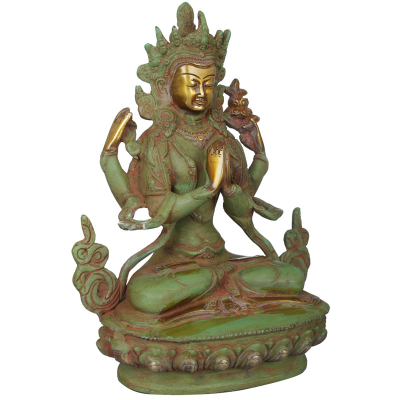 Statue de divinité tibétaine Chenrezig Shadakshari Lokeshvara