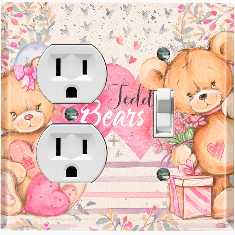 Plaque murale interrupteur à bascule Teddy Bears Birthday Love Hearts