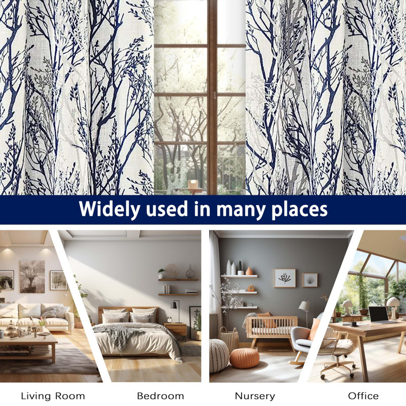 Jadin Outdoor Linen Blend Room Darkening Curtain Pair, Blue, 52" W x 84" L