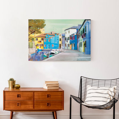 Dessin d'une ville grecque - photographie sur toile tendue