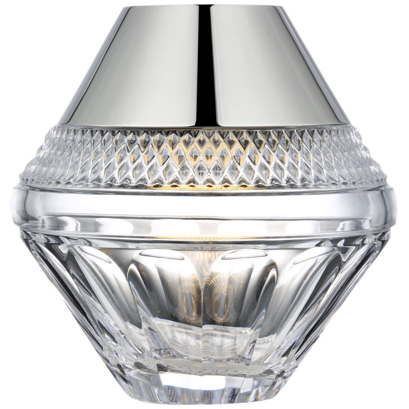 Waterford Copper Coast 5" Rechargeable Accent Lamp with Clear Crystal, Silver
