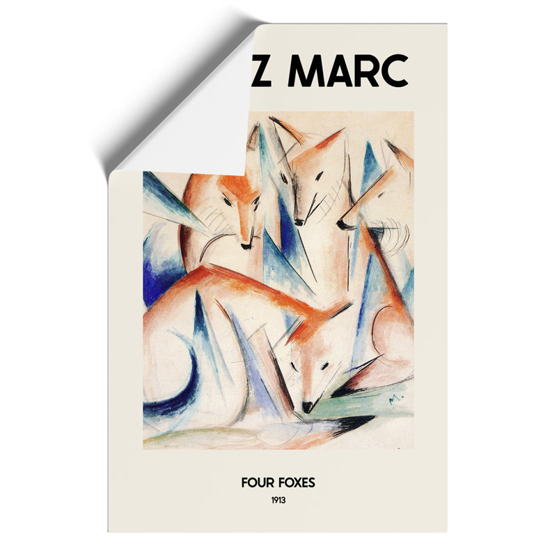 Group of Foxes 1 Piece Painting, 59cm H x 42cm W x 0.1cm D