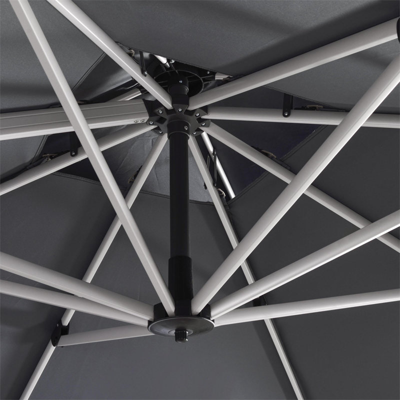 Casein 132'' Cantilever Umbrella with Base and Soft 12 Colors Changing Light for Umbrella, Gray