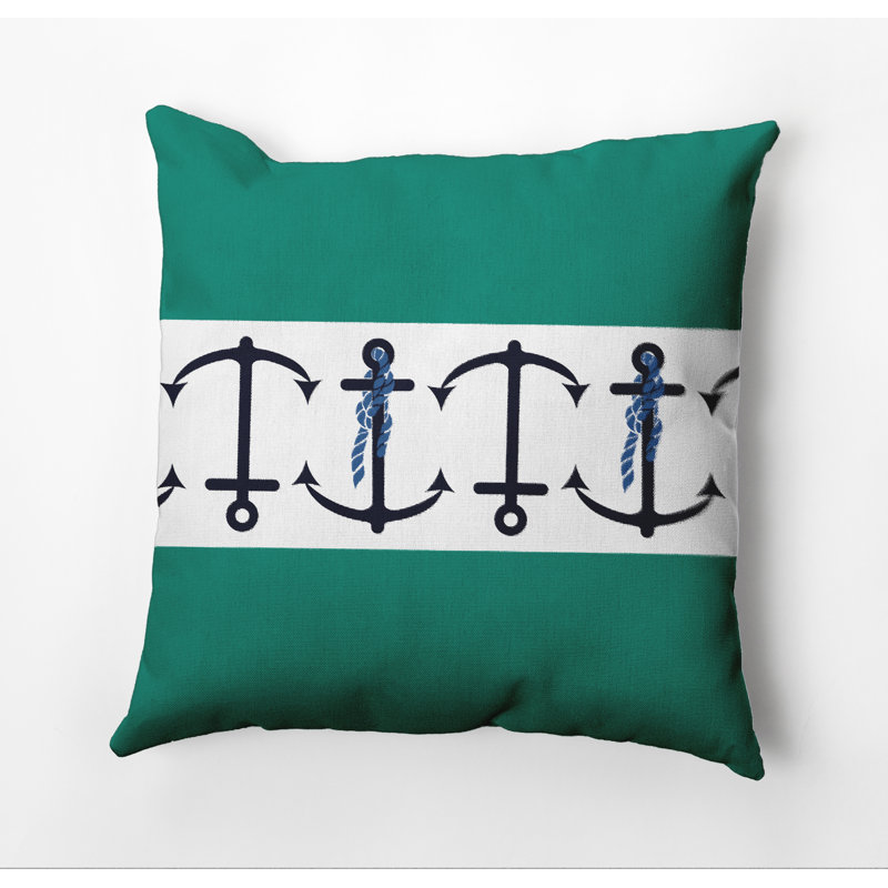 Housse de coussin d’extérieur carrée à imprimé Anchor, Vert, 16 po x 16 po