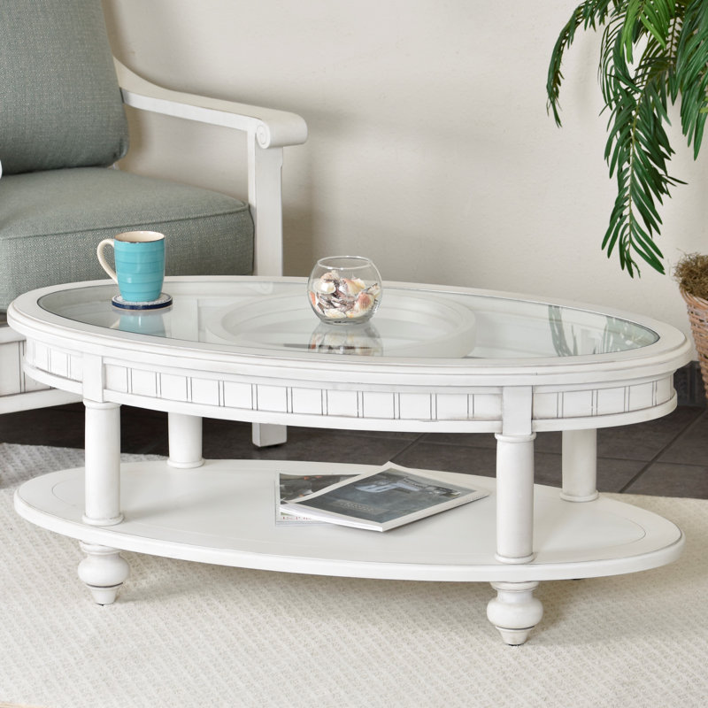 Monaco - Oval Coffee Table - No Insert - Blanc Finish