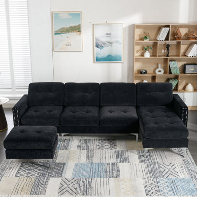 Jiuliana Velvet U-Shaped Sectional Reversible