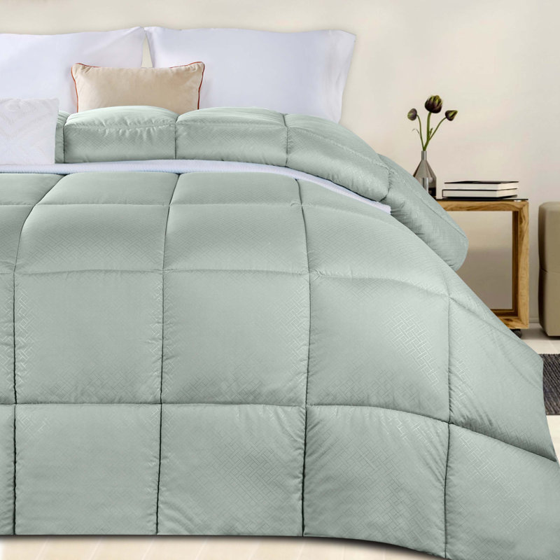 Superior Basketweave Striped Microfiber All-Season Reversible Down Alternative Comforter , Jade, Twin / Twin XL