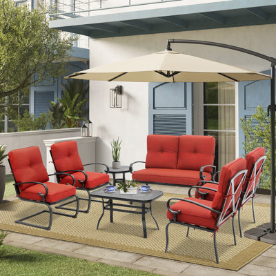 Basilius 6 - Person Patio Conversation Set with Cushions