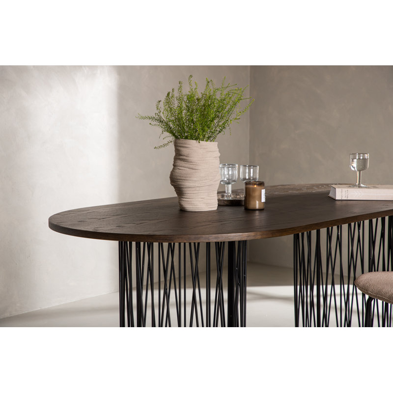 Stone Oval Dining Table - Black / Mocca Veneer