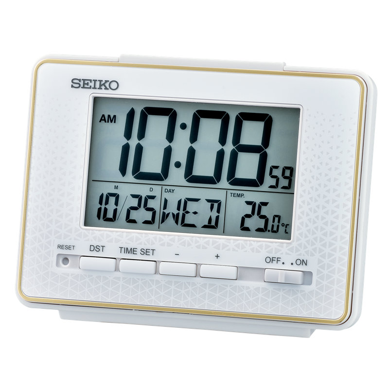 QHL096WLH Digital Alarm Clock, White