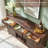60" Modern Wine Bar Storage Sideboard Cabinet with 2 Side Cabinets & 3 Drawers-1887557957