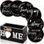 6Pc Black Wooden Heart Coasters With Holder-2021006881