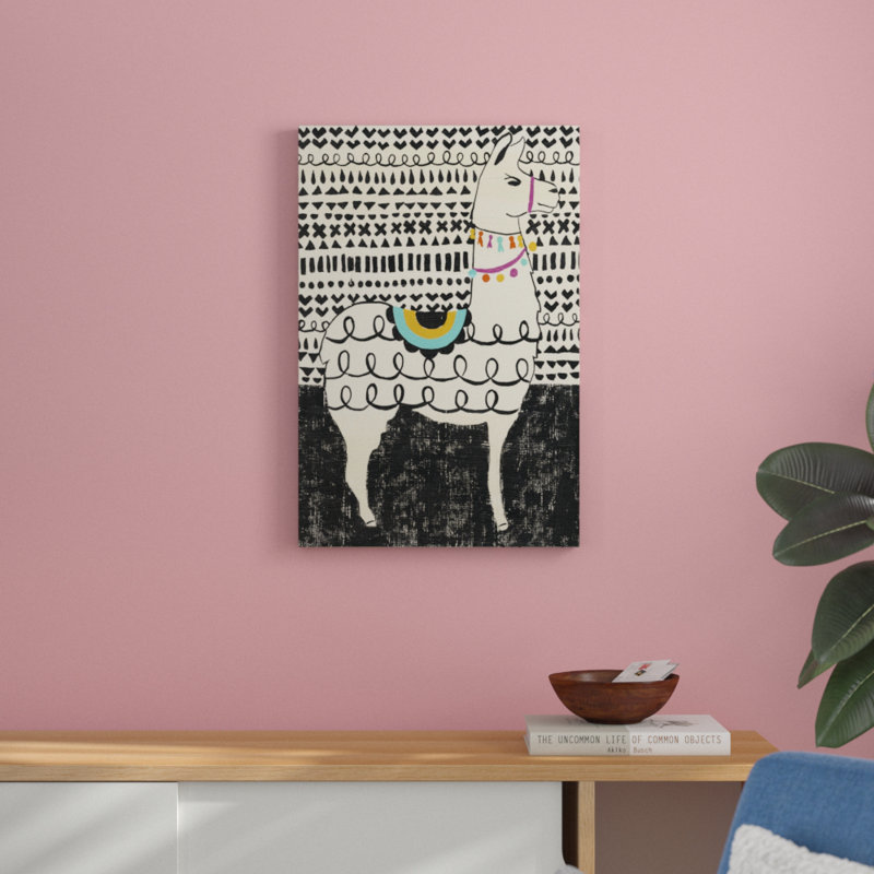 «Party Llama I», peinture sur toile, H 30 po x l 20 po