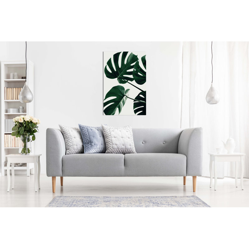 Monstera Natural Plant Leaves - Wrapped Canvas Print, 31cm H x 20cm W x 3cm D