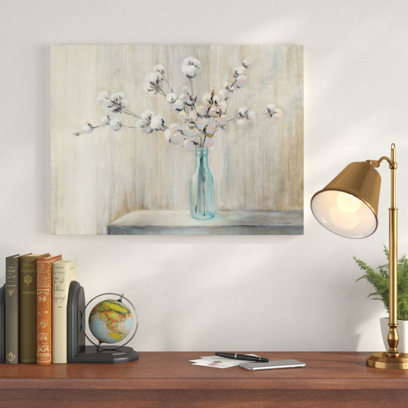 « coton bouquet », reproduction d’art, Toile tendue, H 14 po x l 19 po x P 2 po, blanc