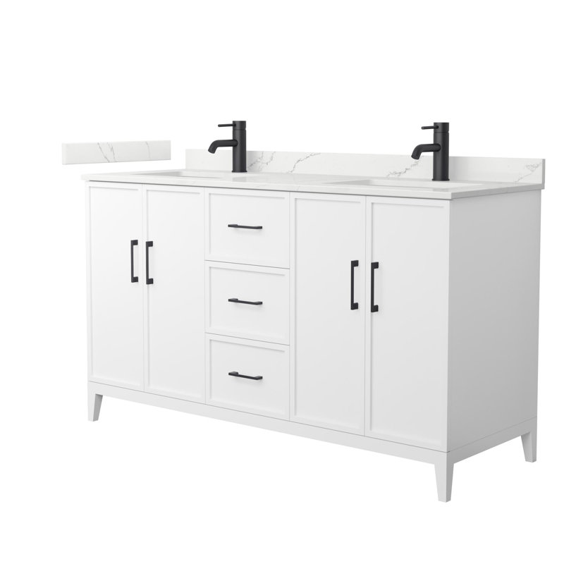 Elan 66'' W Vanity, 8" Center, White / Brushed Nickel, 60'' W