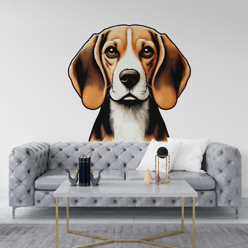 Décalcomanie murale chien Beagle, décor de chien, art mural chien Beagle, H 52 po x l 52 po