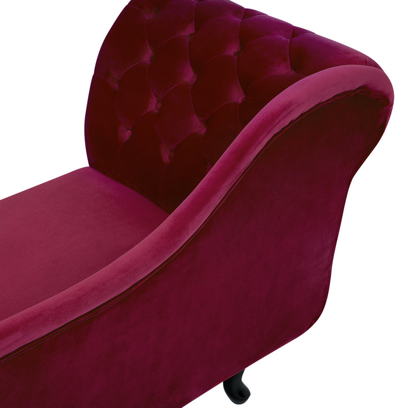 Jeb Velvet Chaise Lounge, Dark Red, Left Hand Facing