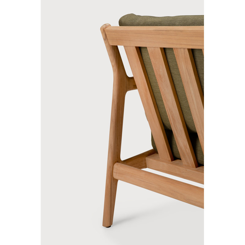 Jack outdoor lounge chair - teak - Burgundy fabric, Teak, Green