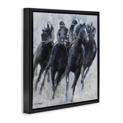 Powerful Equestrian Racing Framed Floater Canvas Wall Art, design by Allayn Stevens
