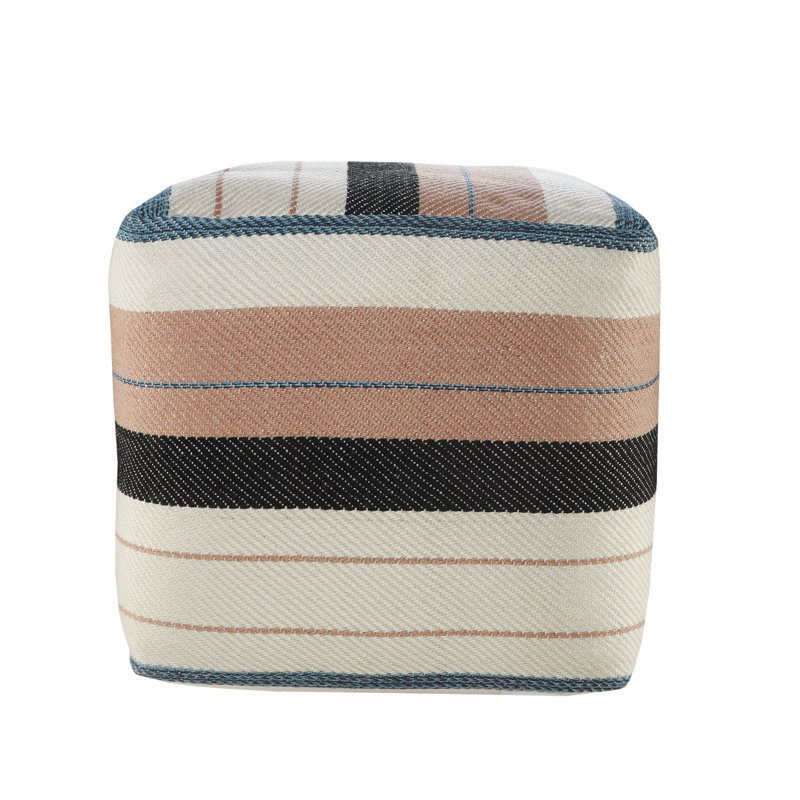 Multicolor Striped Polyester Indoor/Outdoor Pouf Ottoman