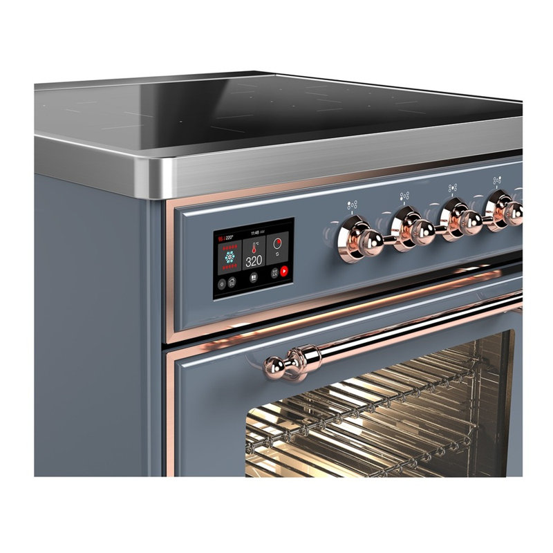 Majestic III Series 30 Inch Induction Range with 4 Induction Elements in Blue Grey (Copper Trim), Copper, Blue Gray