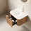 Meuble-lavabo 24 po avec lavabo rond transparent, armoire en bois rayé 3D, tiroir à fermeture en douceur, pré-assemblé