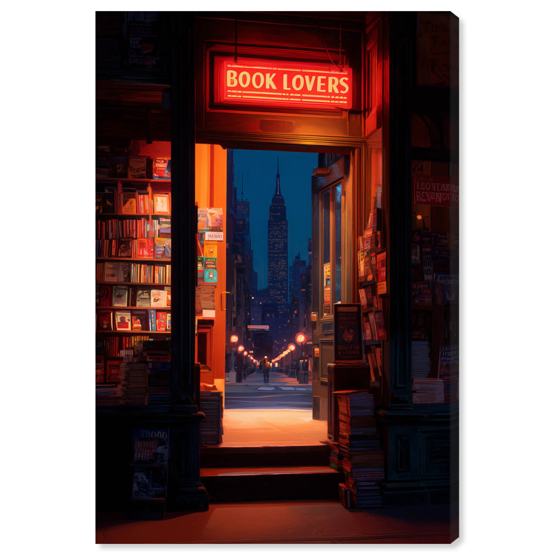 Décoration murale dortoir New York Bookstore par Art Remedy, tendue avec châssis, 10 x 15, 15"H x 10"W, Gallery Wrapped