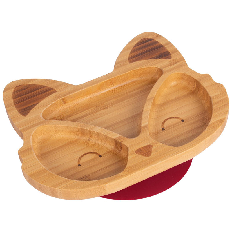 Tiny Dining - Fox Bamboo Suction Plate, Red