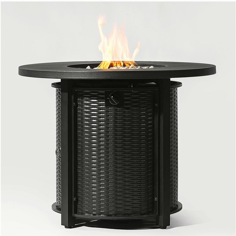 Circular propane pit table with lava rock