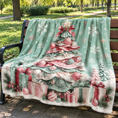 Plaid douillet en peluche motif sapin de Noël, draps de lit de fête en flocons de neige pour canapé, chambre, salon, décoration intérieure
