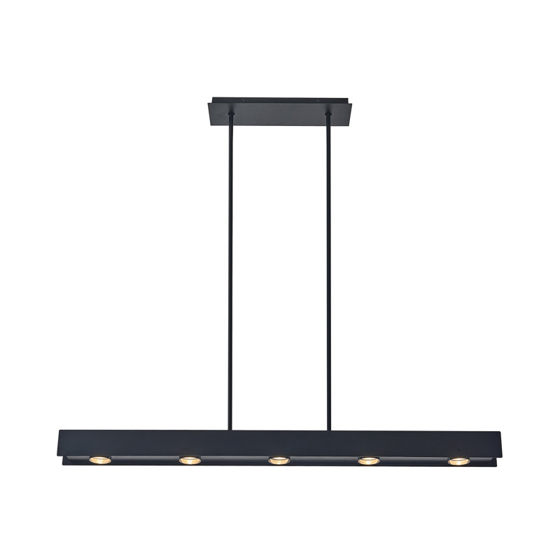 Lustre 5 lumières 44 pouces à finition noire linéaire