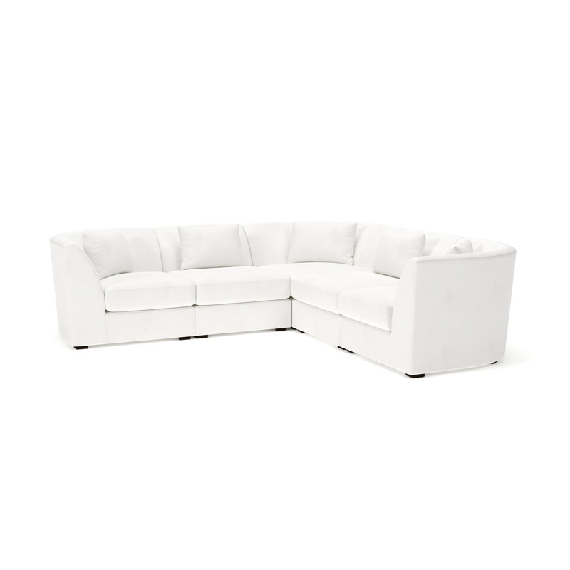 Krista 5-PC Curved Modular Sectional, Classic Bleach White Performance Weave