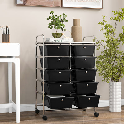 Milin 10 Drawer Storage Drawer with Locking Wheels