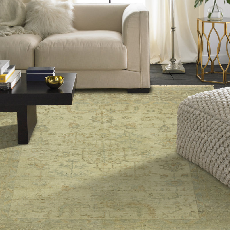 Prejean Wool Oriental Area Rug in Ivory/Gold, Rectangle 4' x 6'
