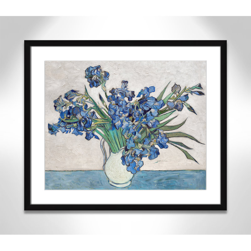 Imprimé iris bleu par Vincent Van Gogh, Encadré de boîte noir, Blanc, H 25,5 po x l 21,5 po