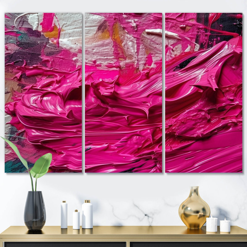 3 pièces Viva Magenta Bliss Wildness III, H 28 po x l 36 po x P 1 po