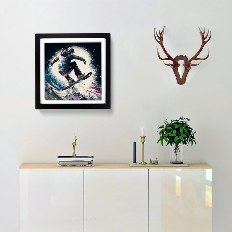 Snowboarding Palette Knife Painting - Framed Print