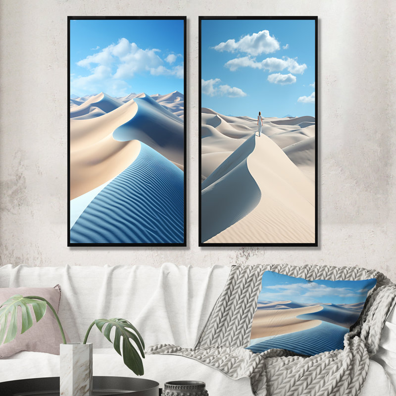 Ensemble de salon Dune Simplicity Landscape - Coastal Wall Art, H 28 po x l 25 po, Cadre flottant noir