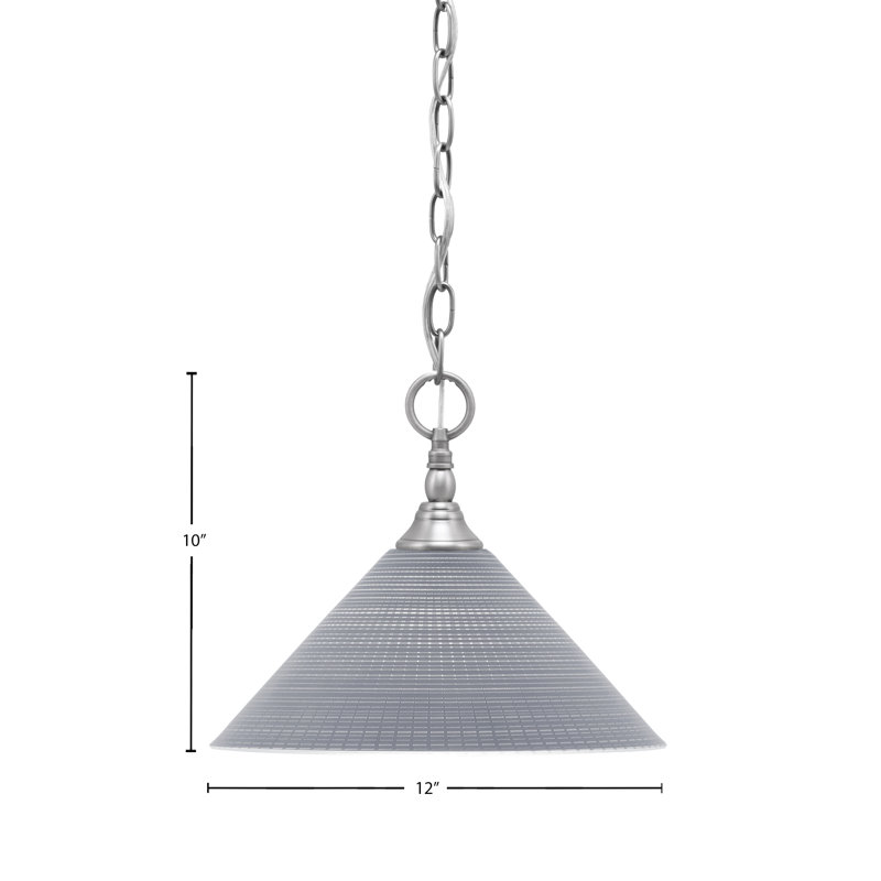Mini-luminaire suspendu en chaîne avec verre, Nickel brossé