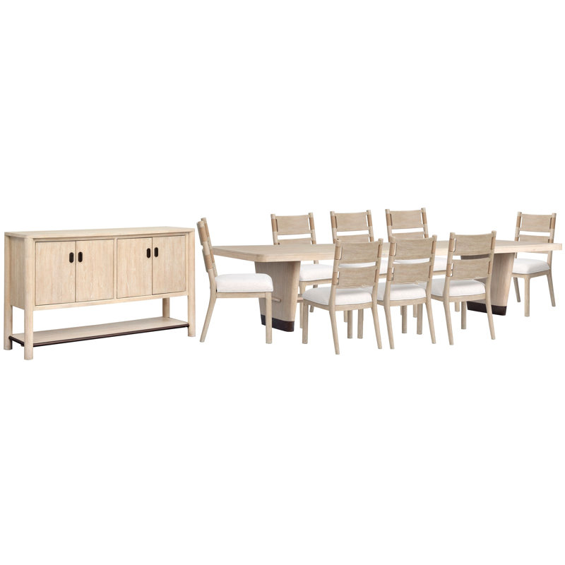 Table de salle à manger Trestle avec 8 chaises d'appoint et buffet