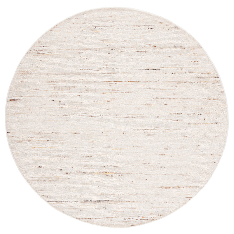 Ardolino Natura Hand Woven Wool/Cotton Rug in Ivory/Light Gray, Round 6'